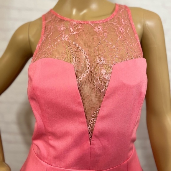 ARDEN B PINK Peplum Knee length dress with lace inset Vintage Y2K Size M Nwt - Picture 7 of 12